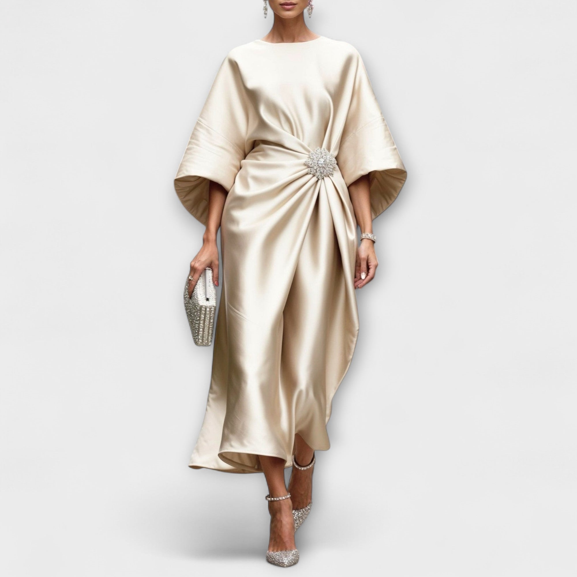 Aurora Luxe Shimmer Satin Langkleid
