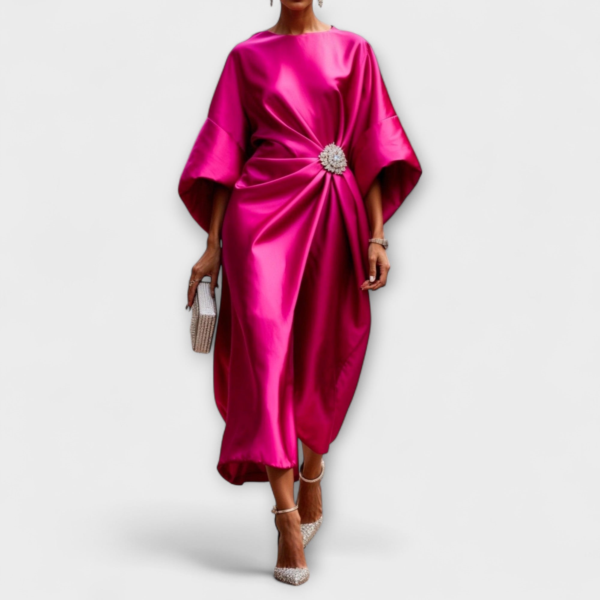 Aurora Luxe Shimmer Satin Langkleid