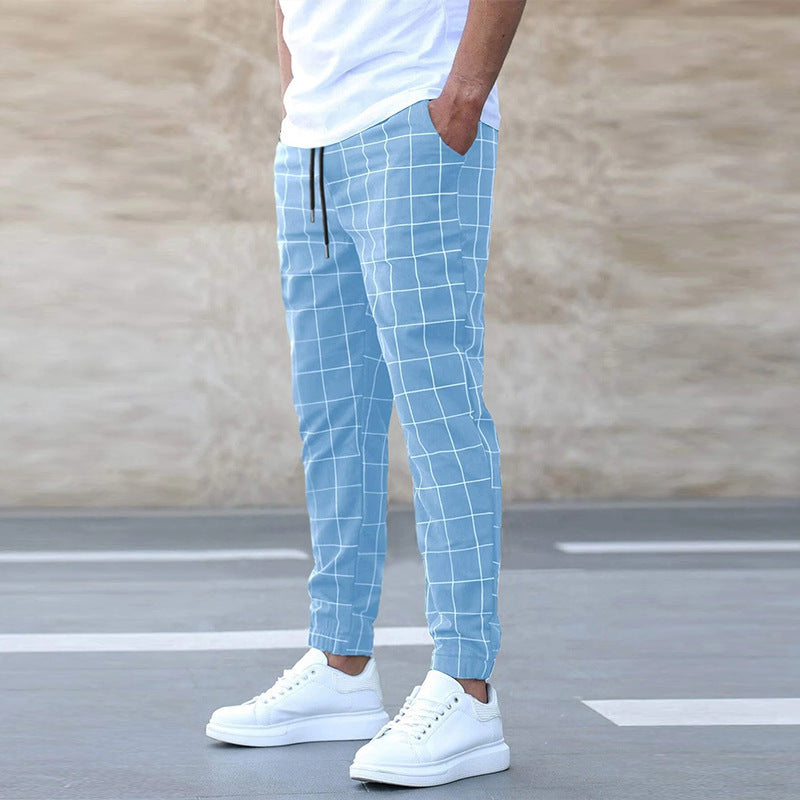Herren Jogginghose kariert – Gerade geschnitten, Casual Streetwear, Frühling Freizeit