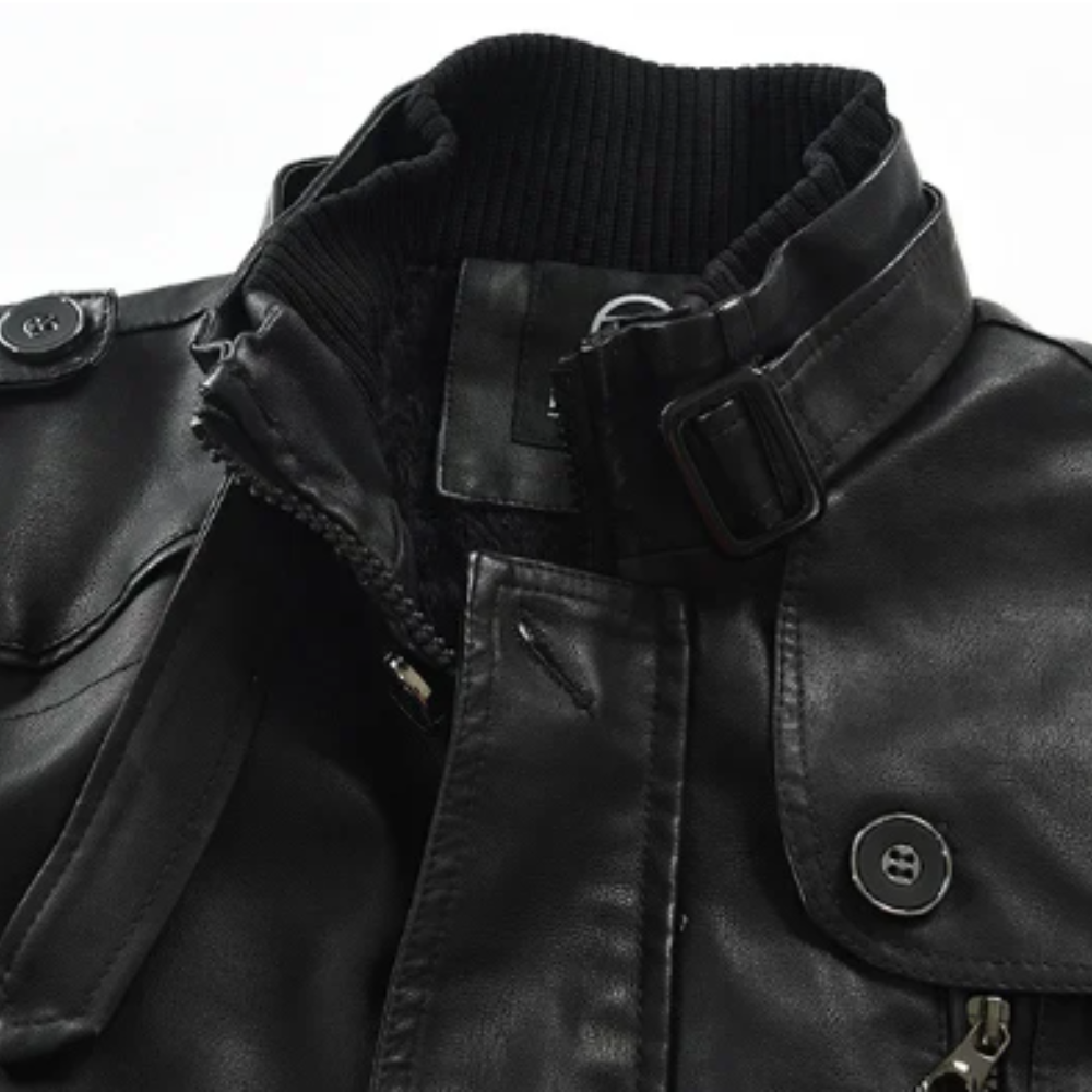 Elegante Lange Leder-Bikerjacke