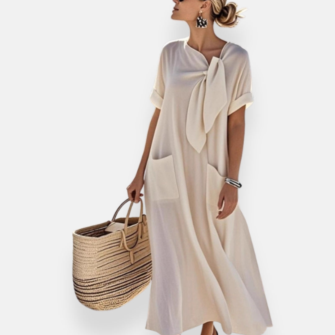 Naëlle | Kleid mit gebundenem Kragen und Taschen