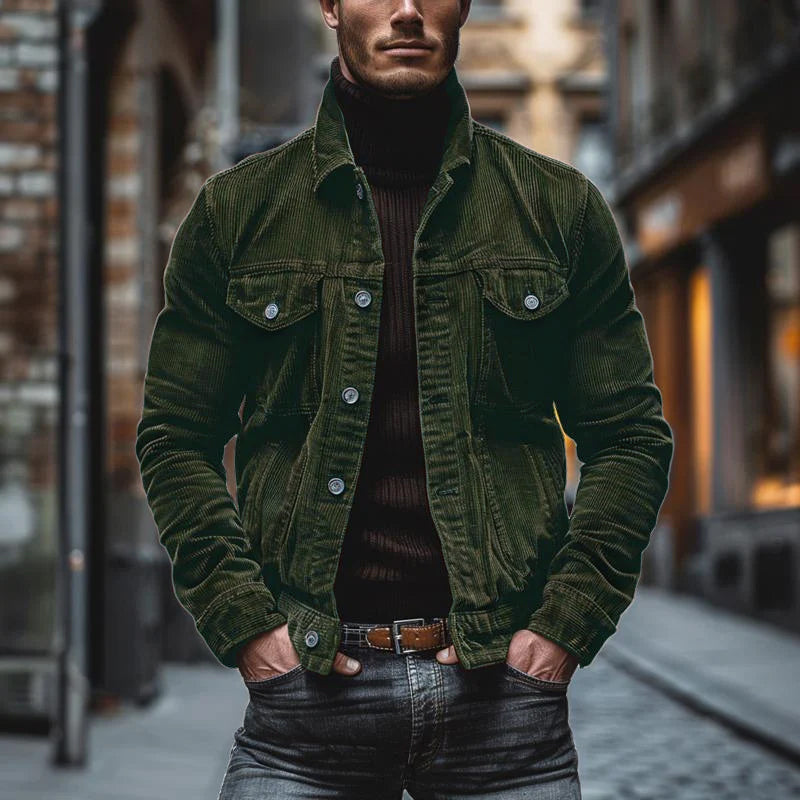 Vintage-Jacke mit Mehreren Brusttaschen für Herren
