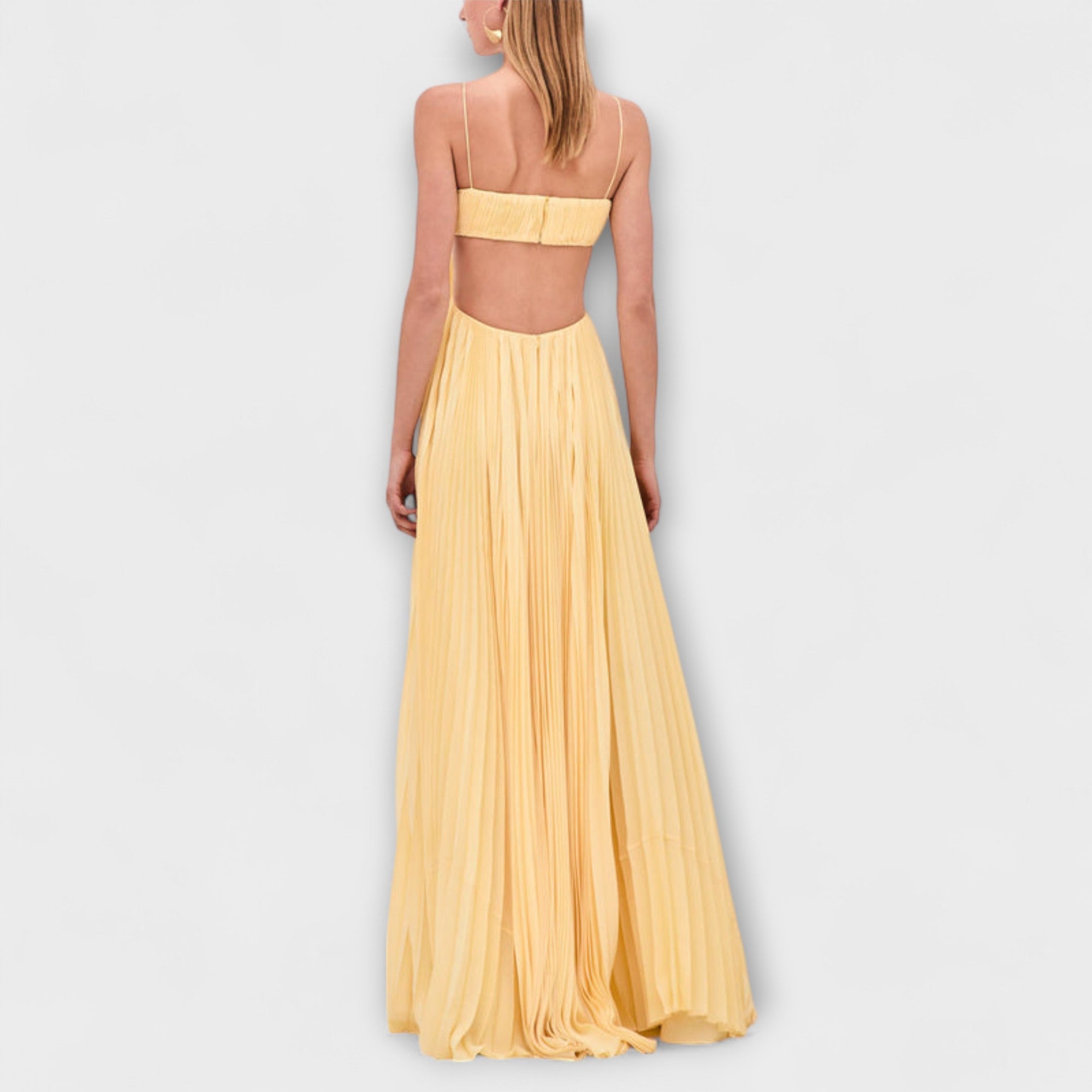 Mireille - Schickes Plissiertes Cutout Fließendes Maxikleid