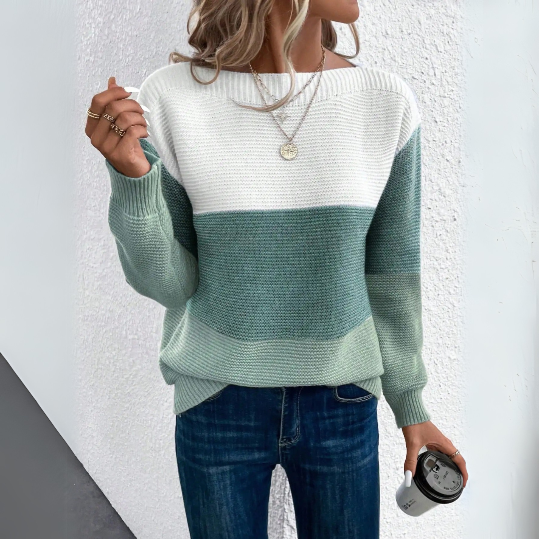 Clara | Eleganter dreifarbiger Patchwork-Pullover