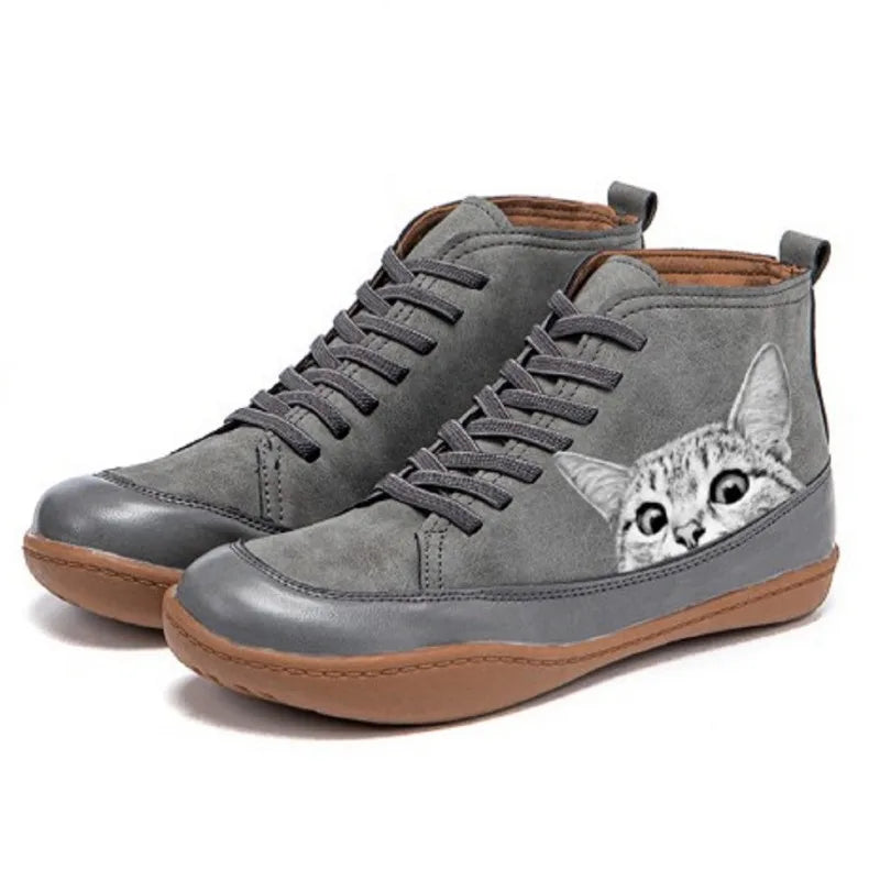 Fenna - Leder-Stiefeletten Für Katzenliebhaber