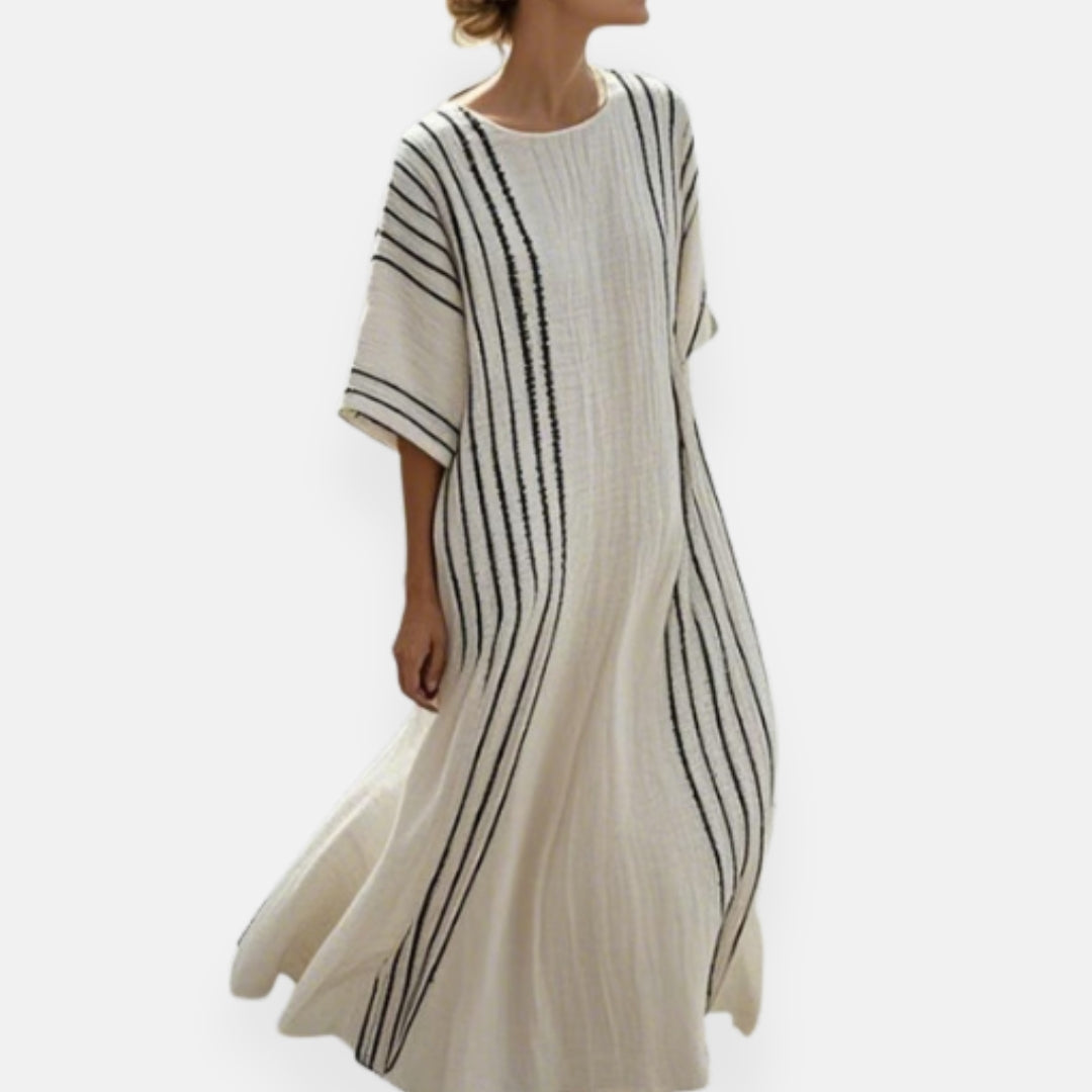 Isabeille | Langes, fließendes Kleid mit zarten Streifen