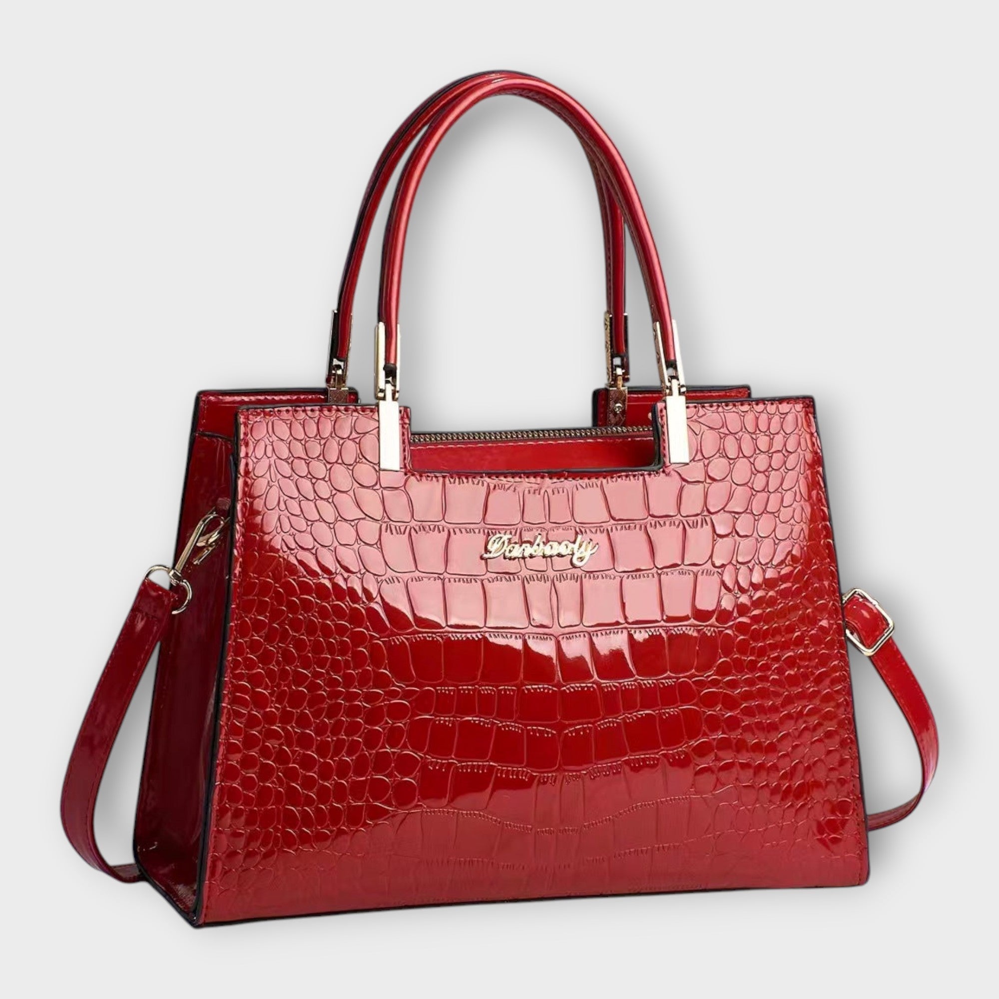 Aurora. - Glänzende Krokodilledermuster-Handtasche