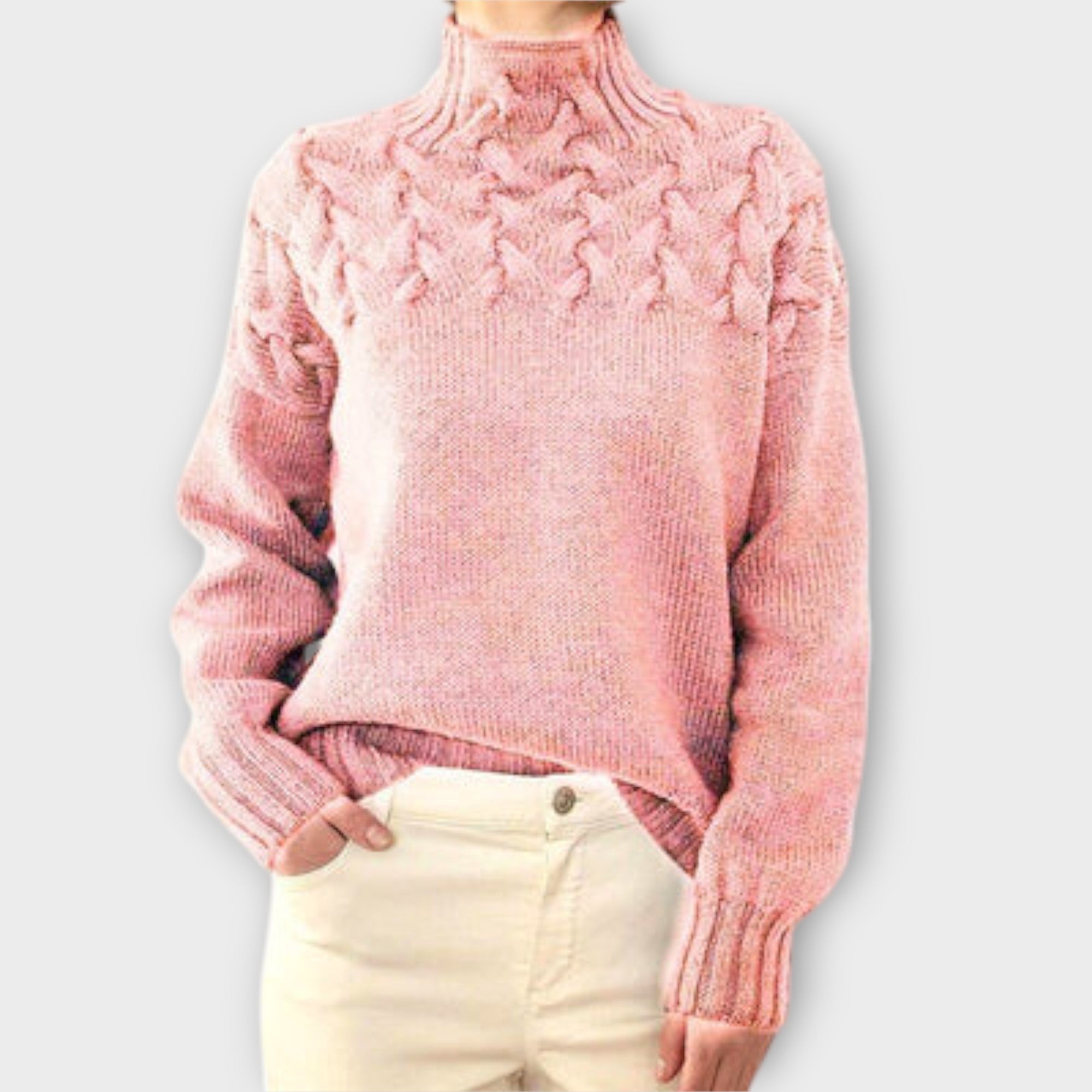 Aurora - Damenpullover mit Zopfstrick-Detail