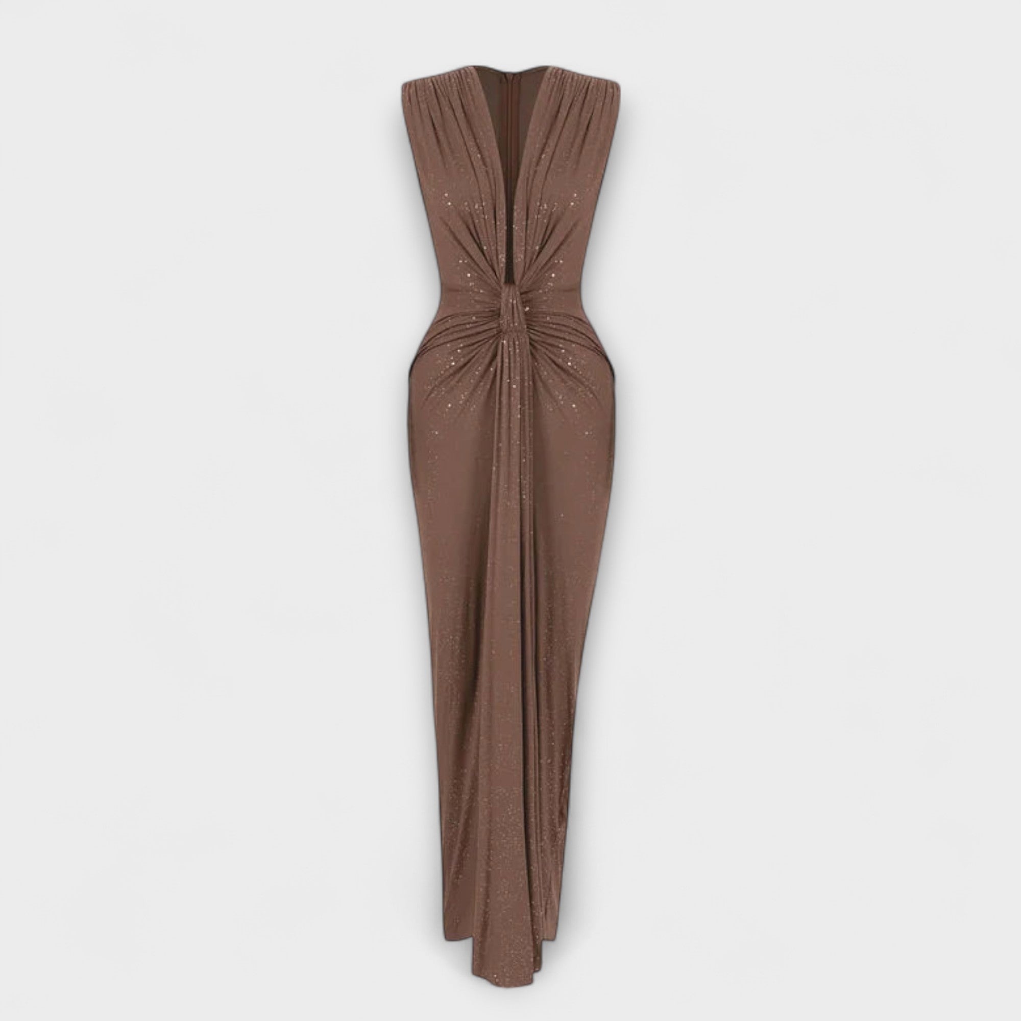 The product title remains unchanged: "Thea - Maxikleid mit tiefem V-Ausschnitt".