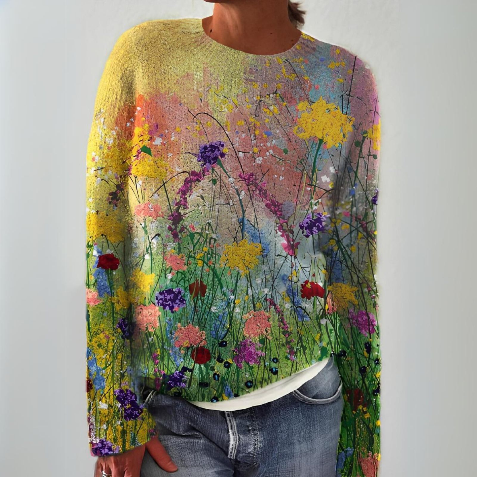 Marta | Blumen Kunst Gemütlicher Pullover