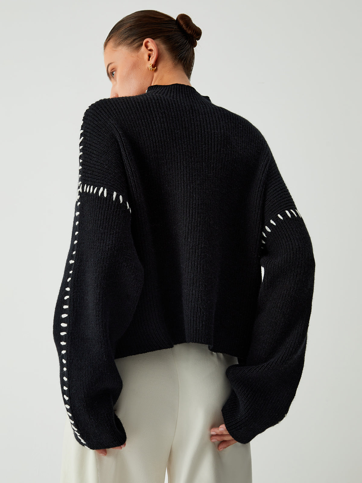 Alma | Oversize-Dolcevita-Pullover mit Piqué-Details