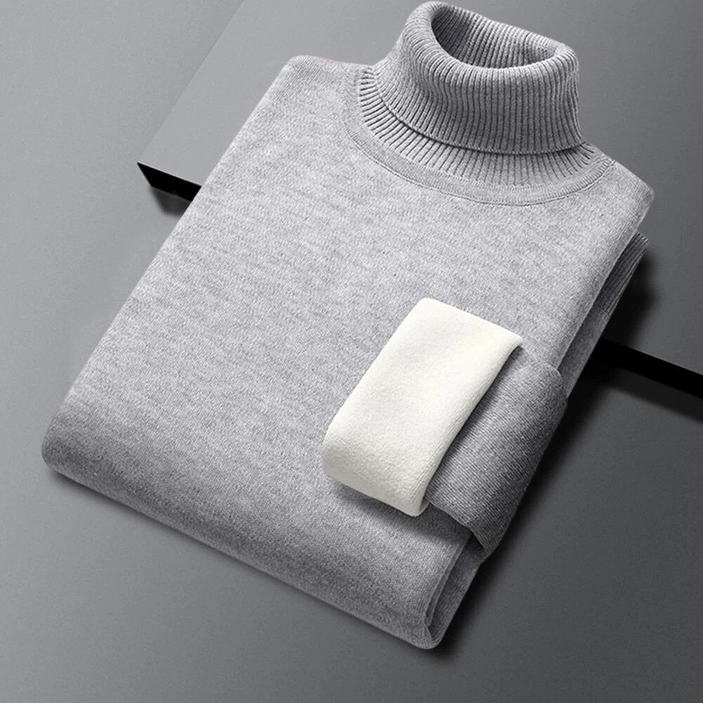 Herren-Rollkragenpullover mit Teddyfutter