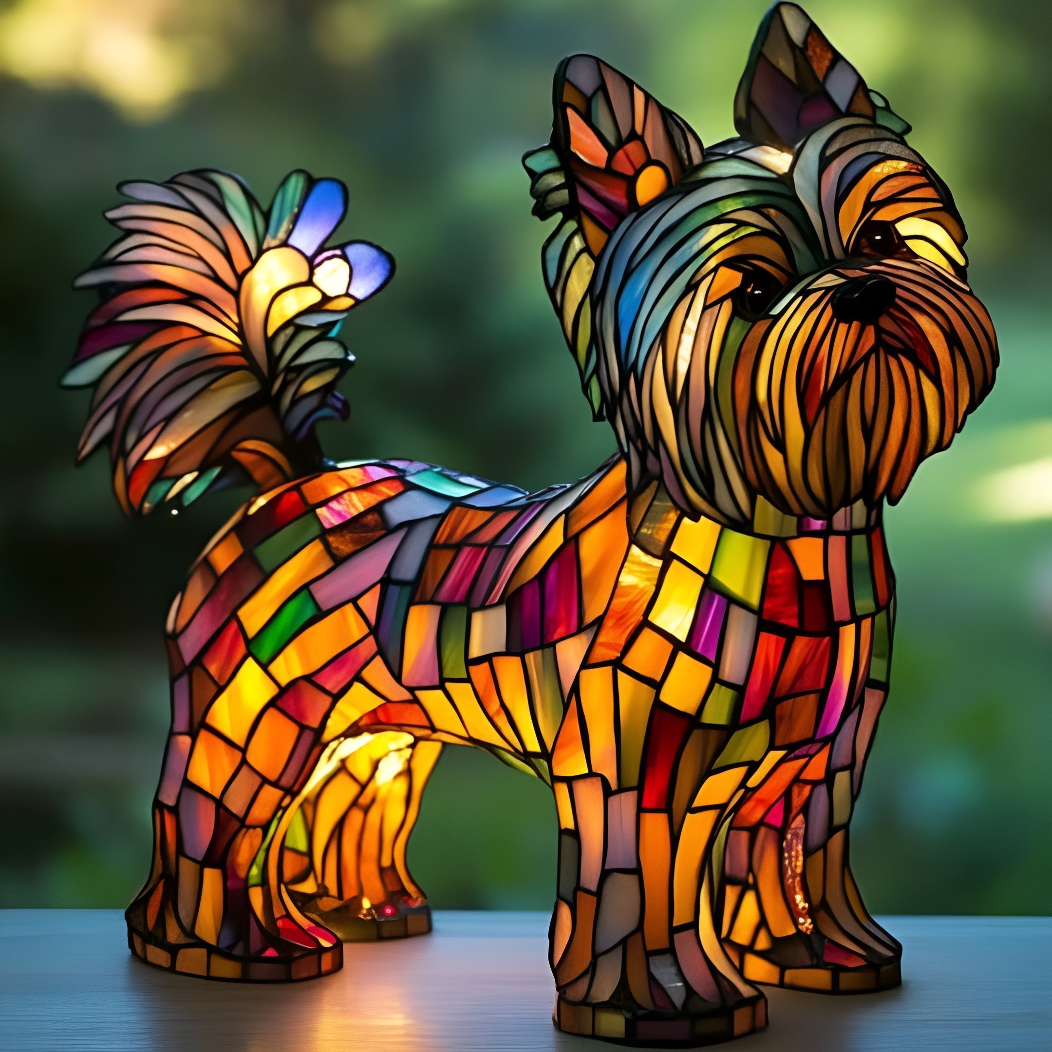 Plume – Magische Lampe für Hunde aus buntem Glas