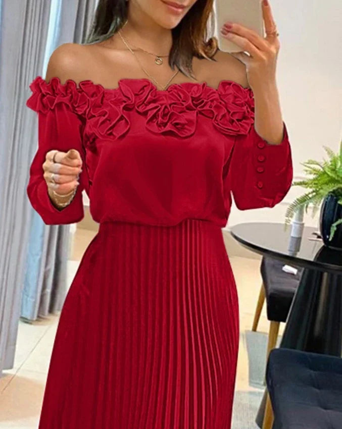 Aria™ | Maxikleid Off-Shoulder Fließend