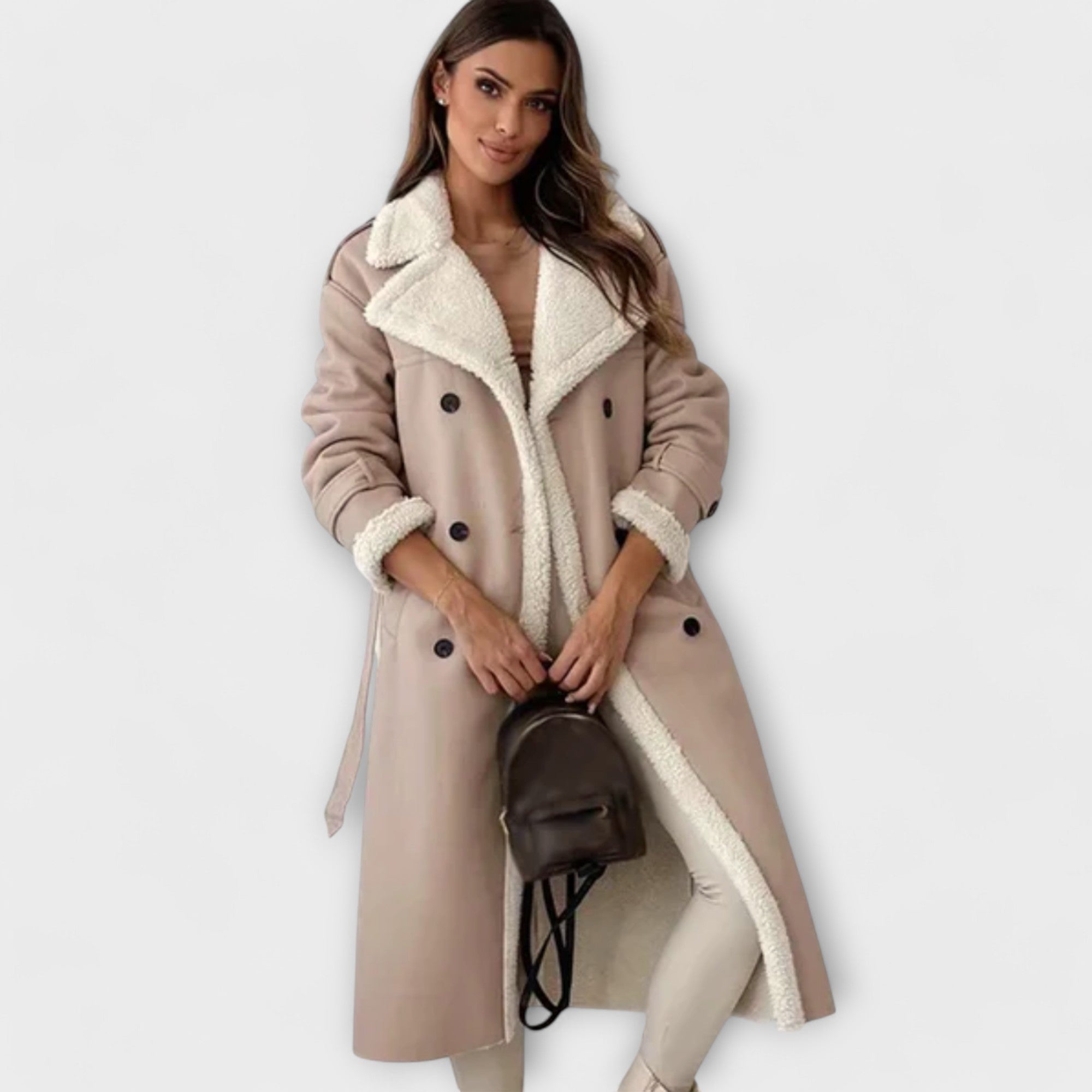 Aurora – Lange klassische Jacke mit Fleecefutter und Teddykragen