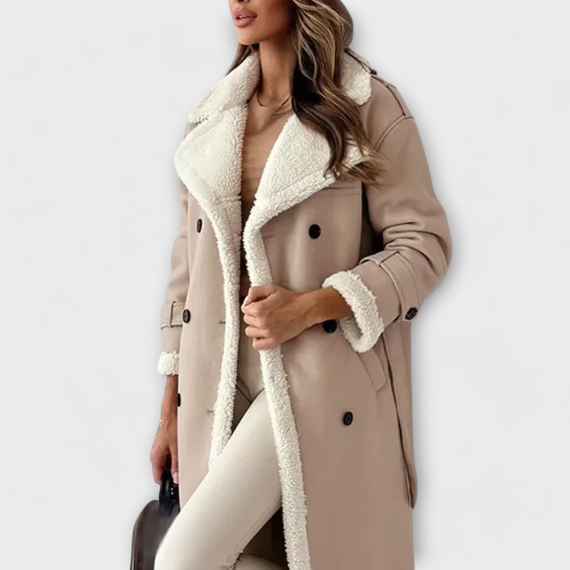 Aurora – Lange klassische Jacke mit Fleecefutter und Teddykragen