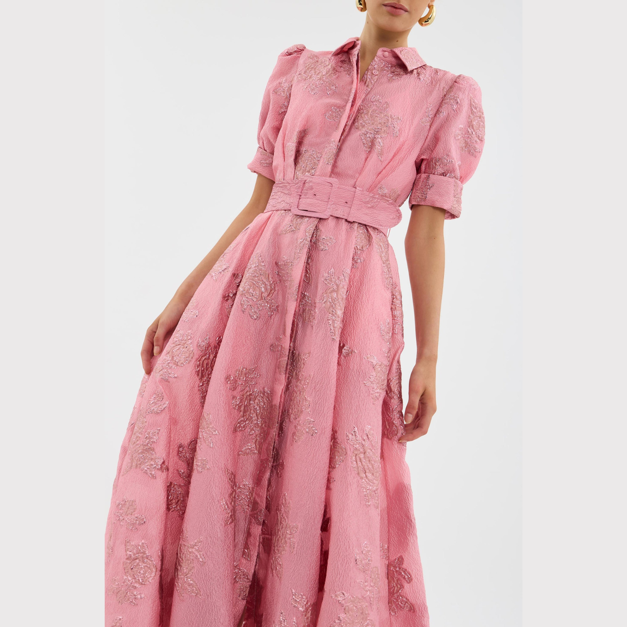 Beatrice™ | Rosa Kleid mit Puffärmeln