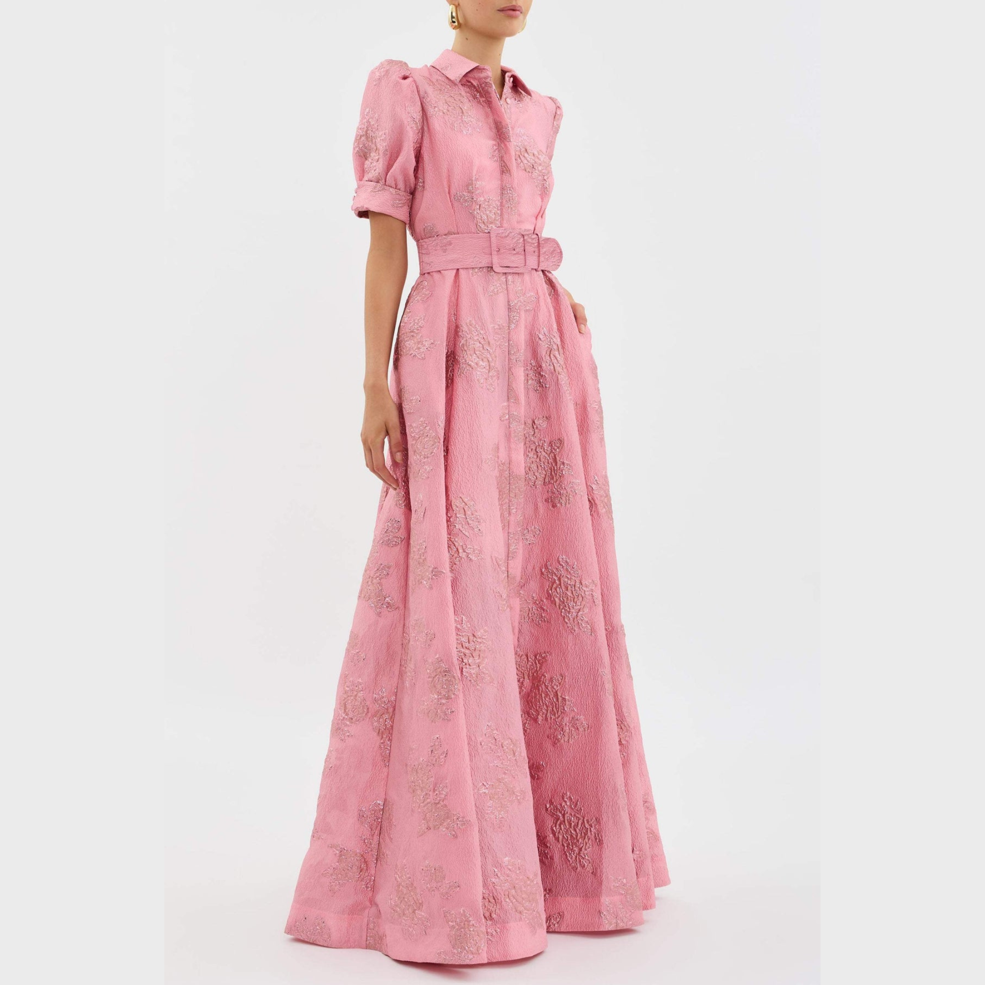 Beatrice™ | Rosa Kleid mit Puffärmeln