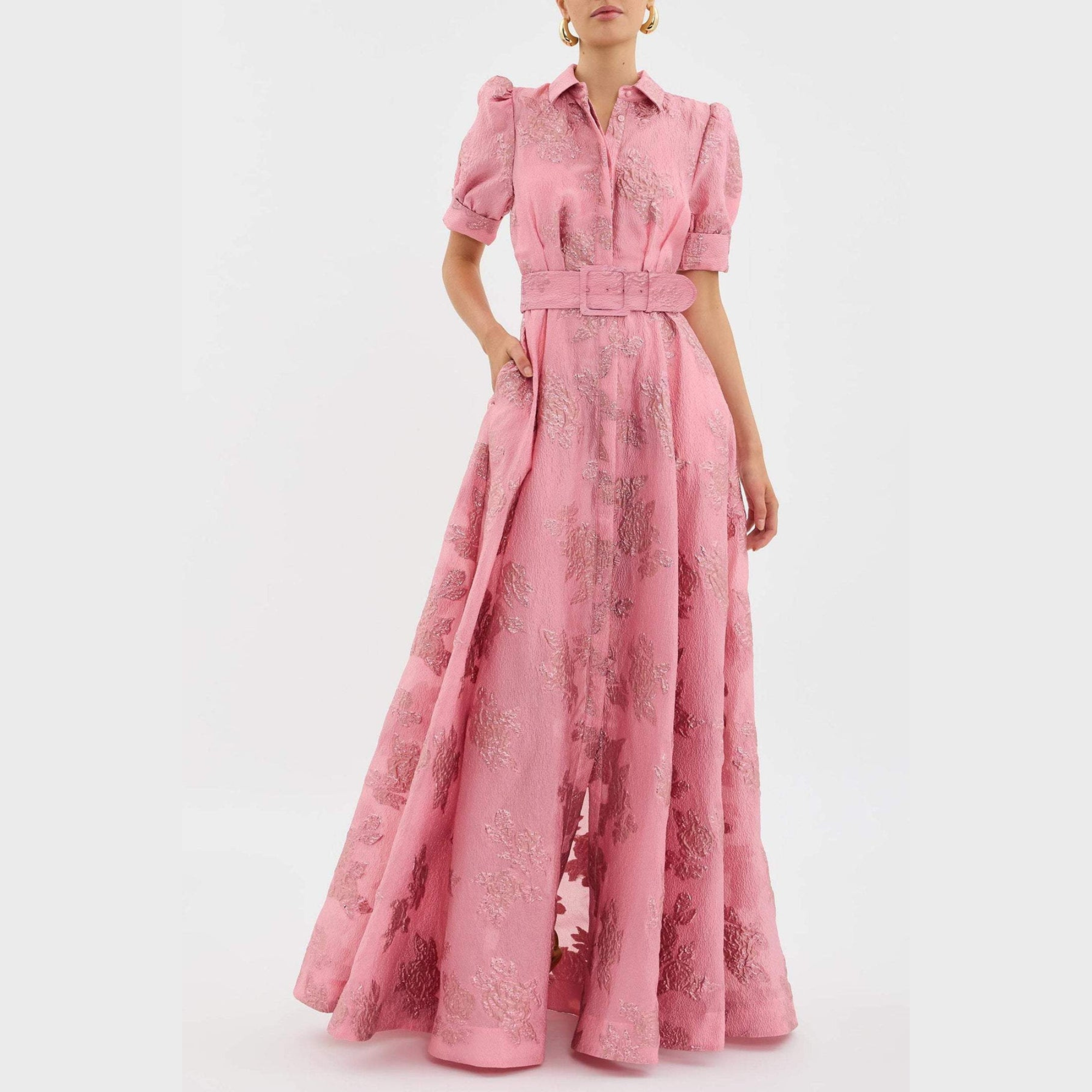 Beatrice™ | Rosa Kleid mit Puffärmeln