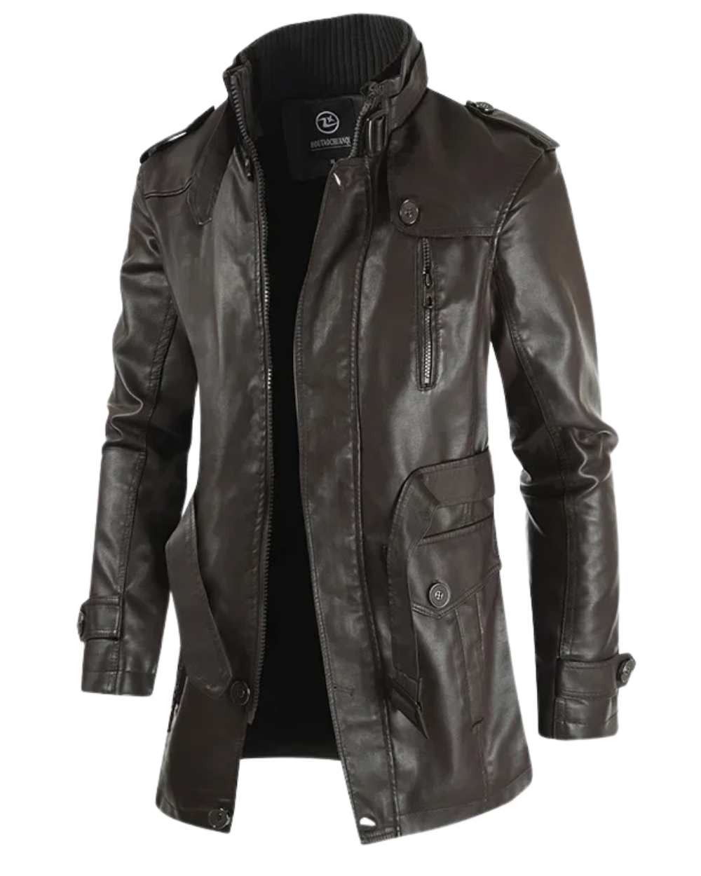 Elegante Lange Leder-Bikerjacke