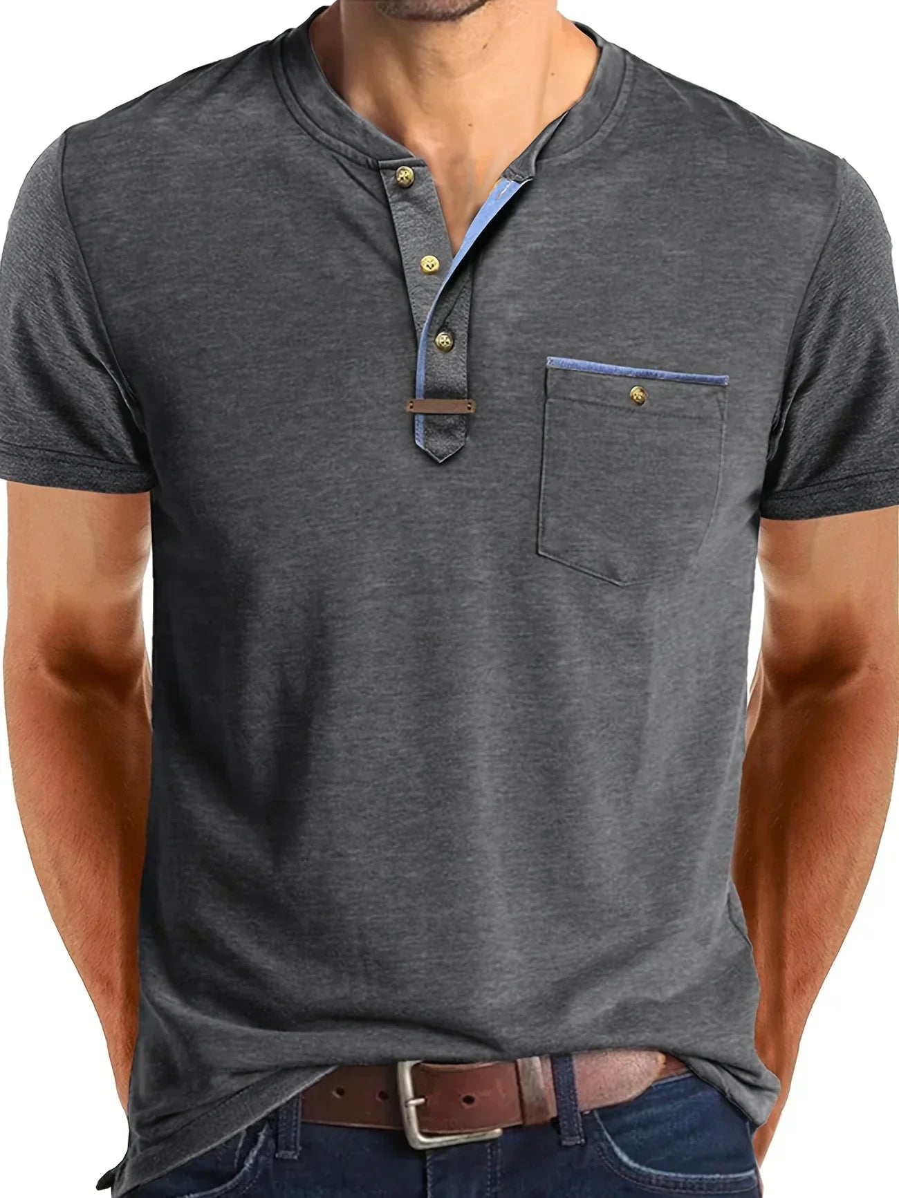 Weiches Basic T-Shirt mit Brusttasche für Herren