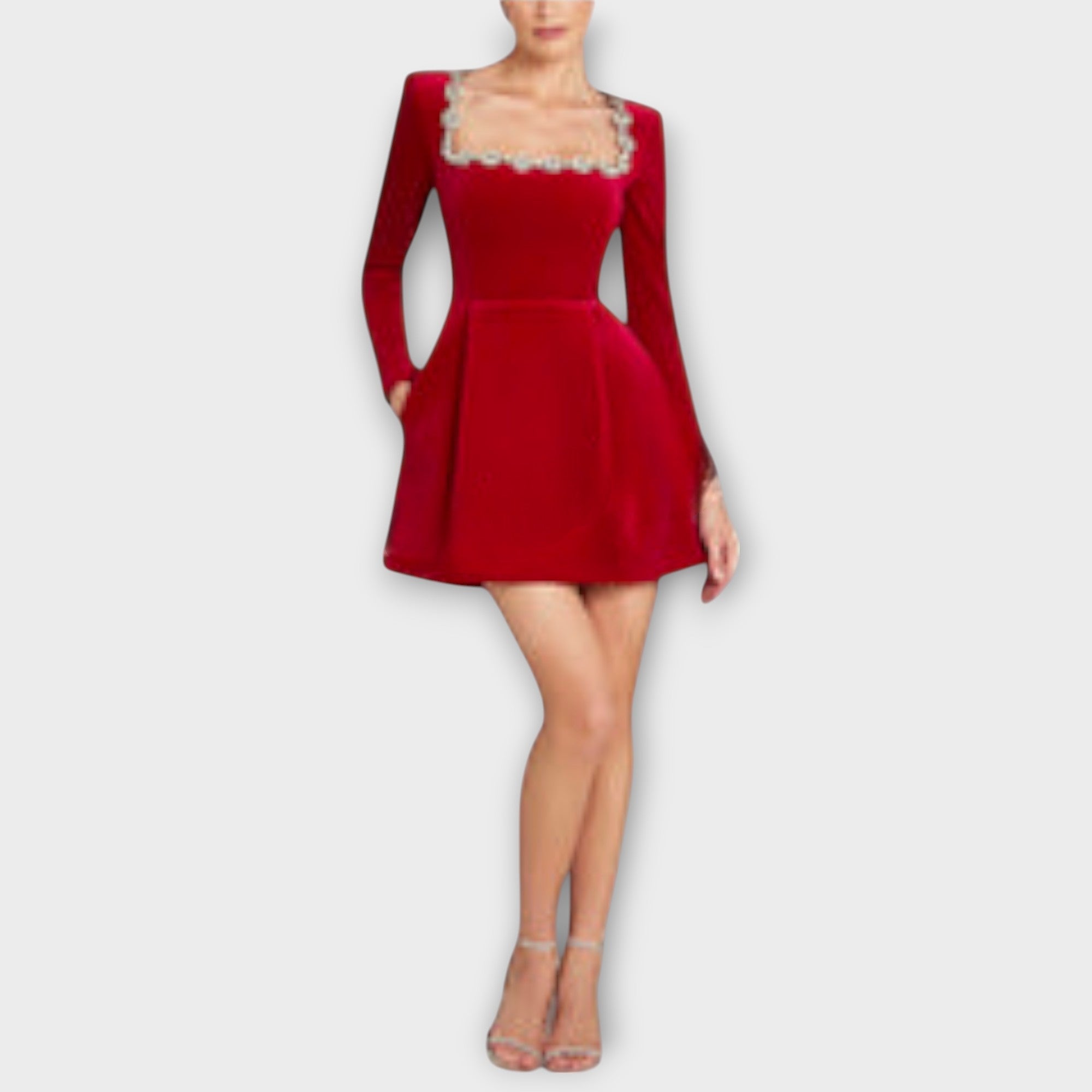 Wren - Samt-Mini-Kleid mit Juwelenverzierung