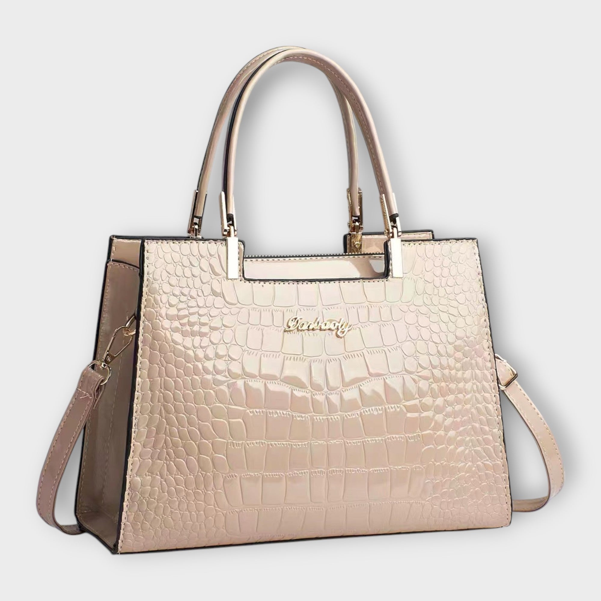 Aurora. - Glänzende Krokodilledermuster-Handtasche