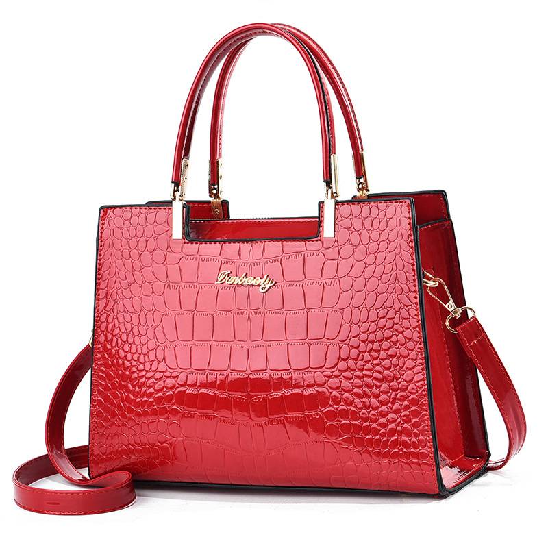 Aurora. - Glänzende Krokodilledermuster-Handtasche