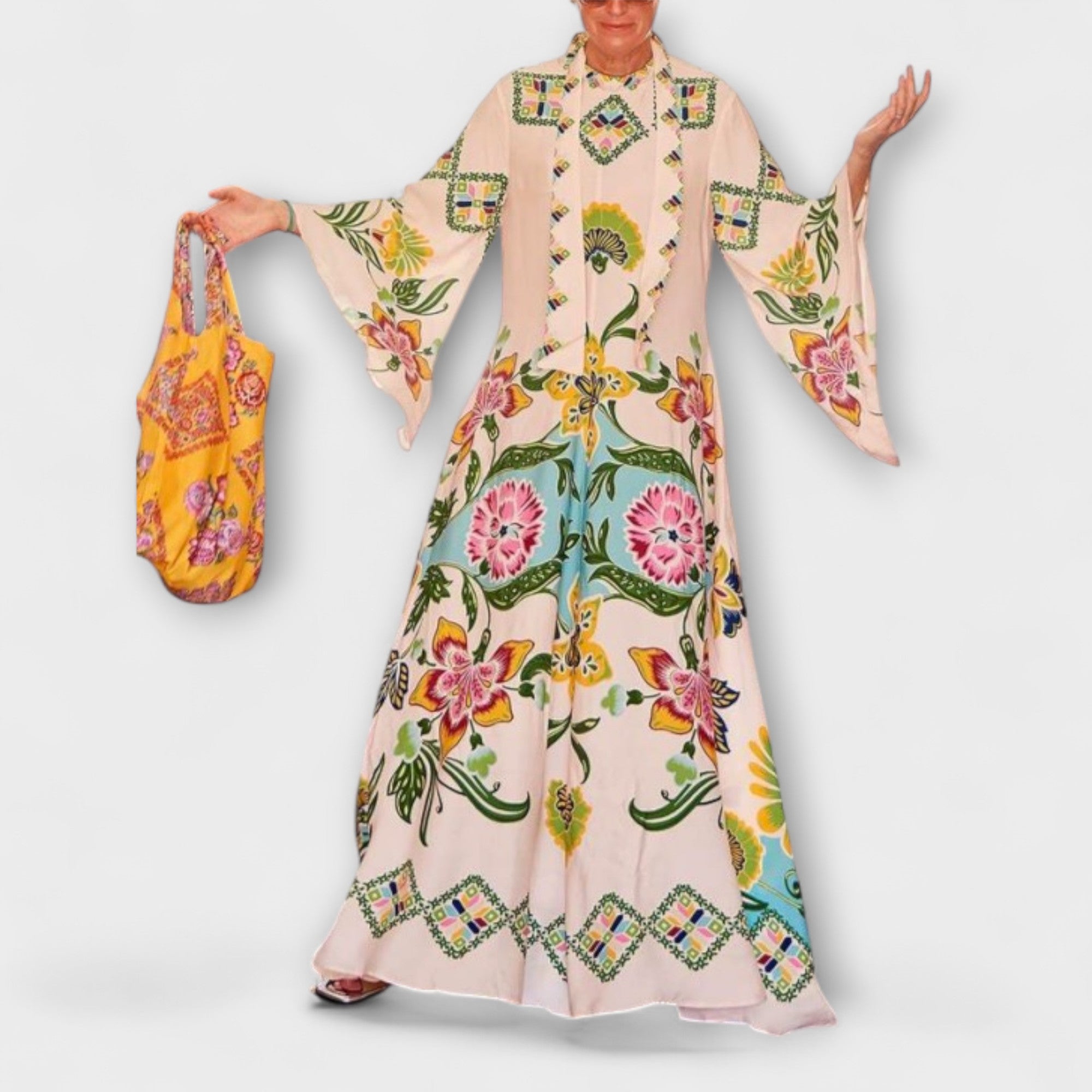 Aurora - Elegantes Maxikleid mit floralem Druck und fließendem Design
