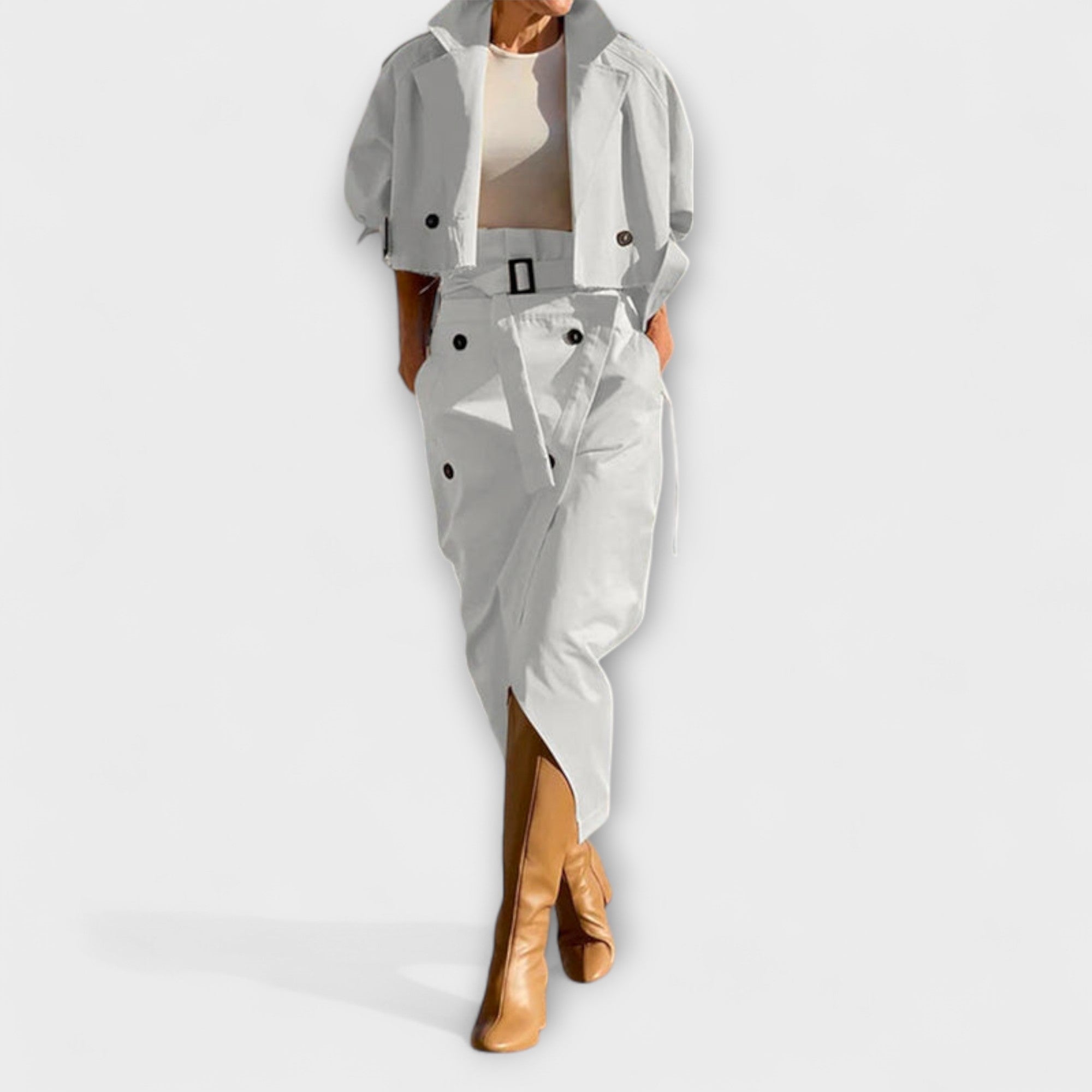 Aurora- Elegante Jacke Midi-Rock mit Taschen