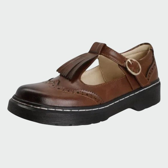 Olivia - Elegante T-Bar Leder Schuhe