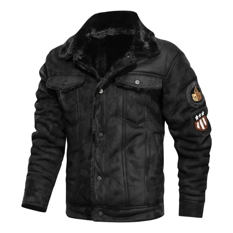Elegante warme Fleece-Lederjacke