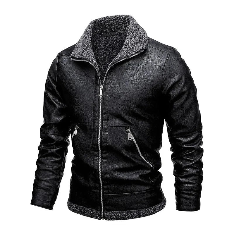 Elegante Fleece-Lederjacke