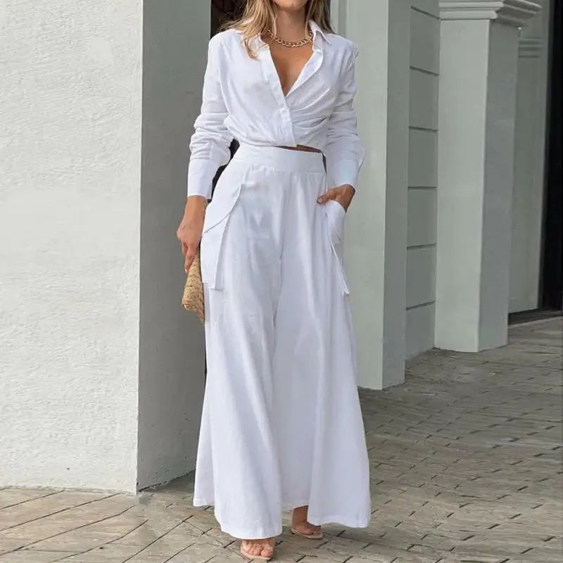 Blanca | Sommeranzug mit geknotetem Oberteil und hoch taillierter Hose