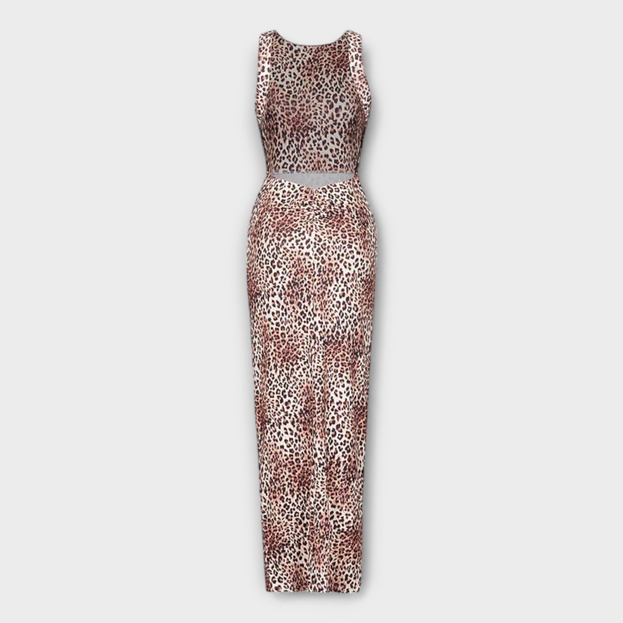 Della - Maxikleid mit Leopardenmuster und Rückenfreischnitt