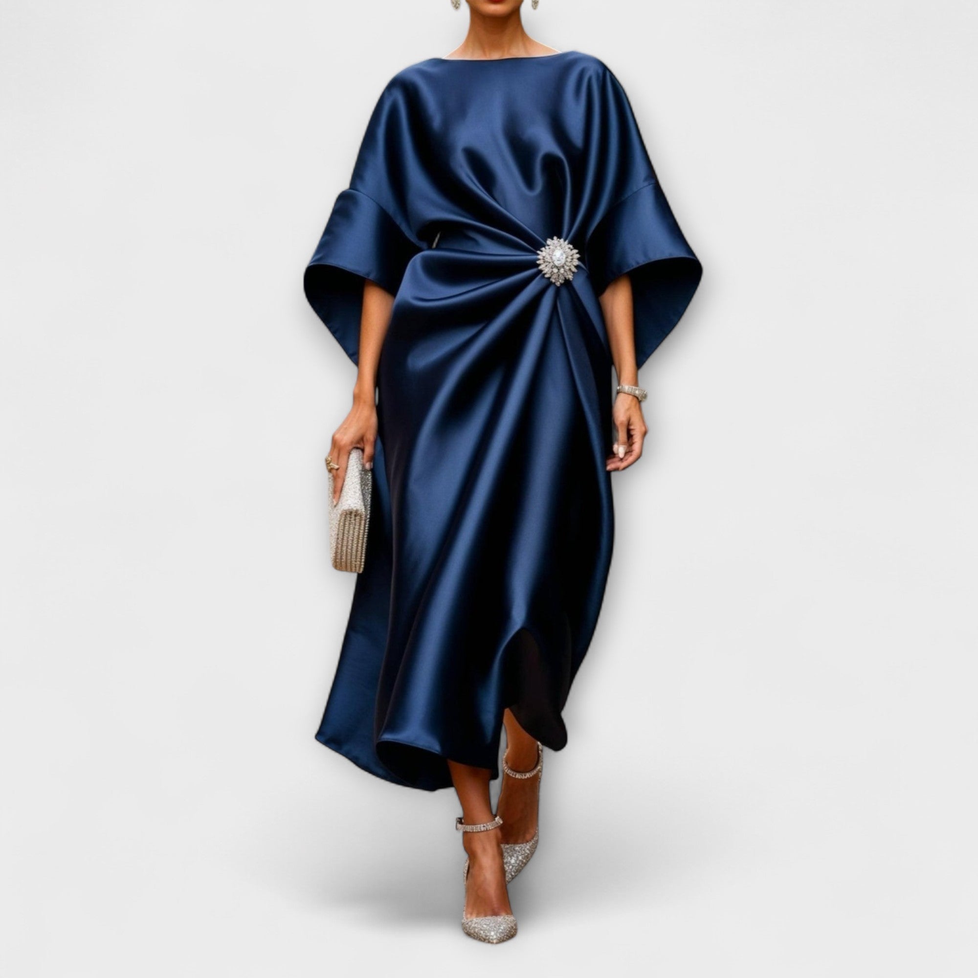 Aurora Luxe Shimmer Satin Langkleid