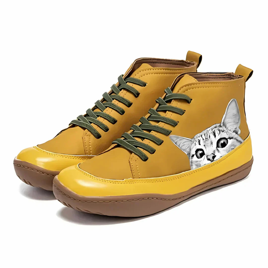 Fenna -  Leder-Stiefeletten Für Katzenliebhaber
