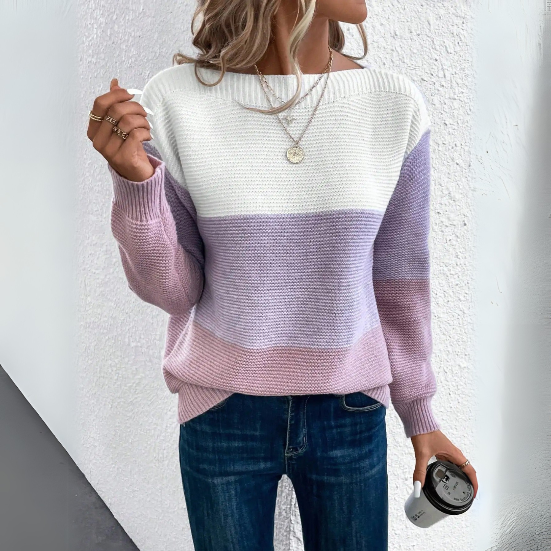 Clara | Eleganter dreifarbiger Patchwork-Pullover