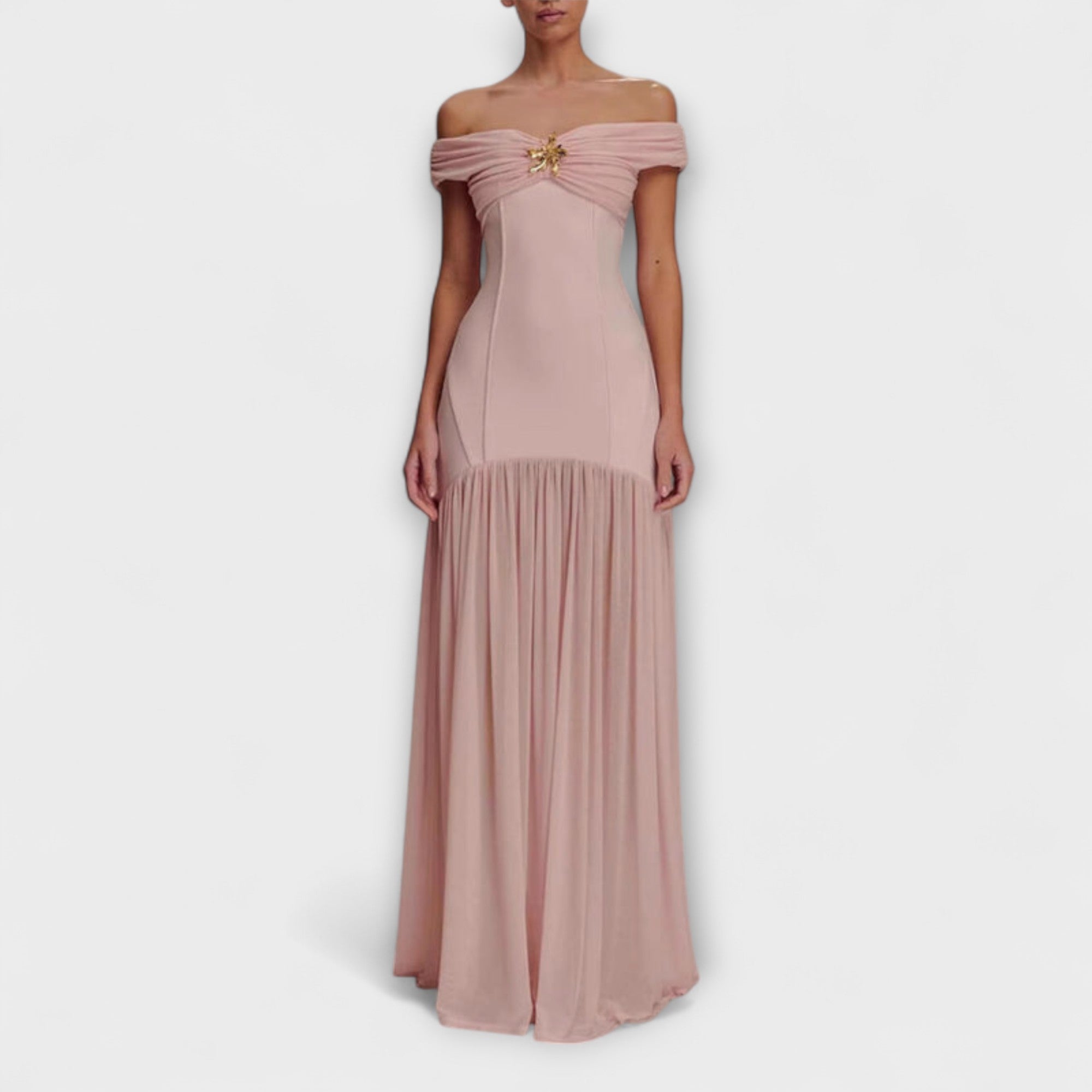 Aurora - Schickes trägerloses Bodycon-Maxikleid mit floralen Verzierungen
