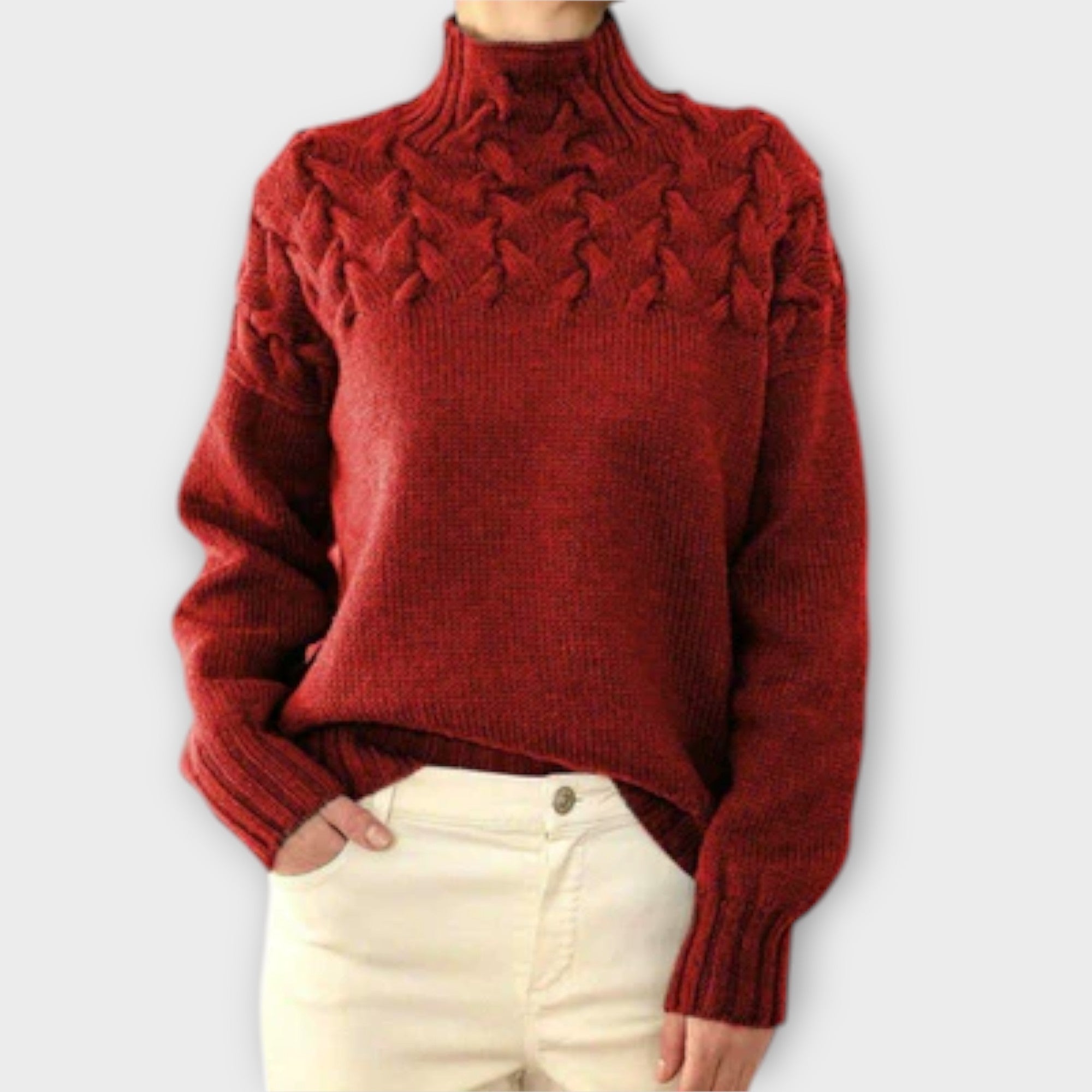 Aurora - Damenpullover mit Zopfstrick-Detail