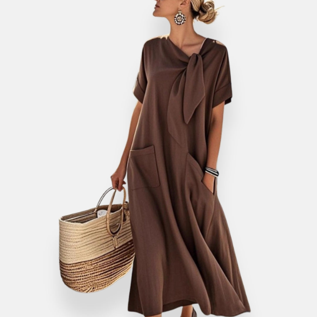 Naëlle | Kleid mit gebundenem Kragen und Taschen