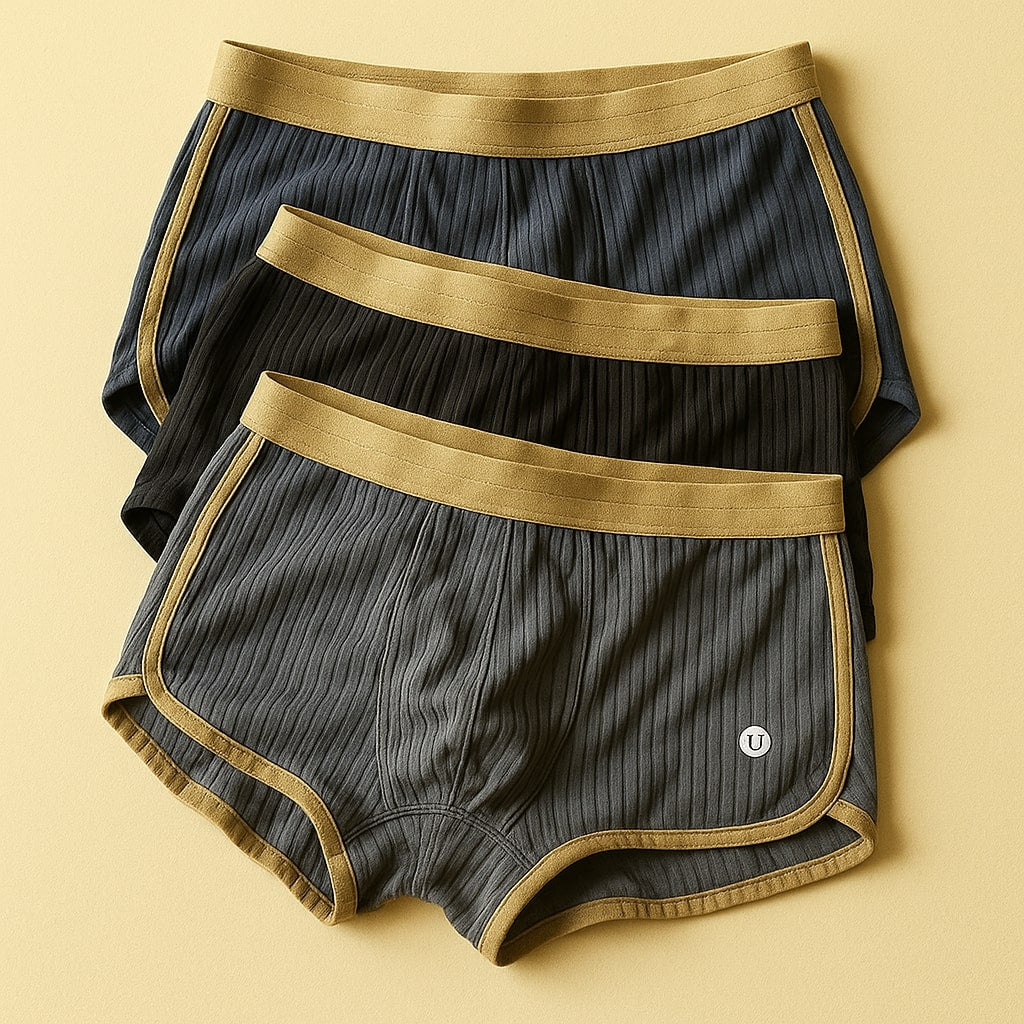 Nuvor™ | Set aus 3 Boxershorts aus geripptem Baumwollstoff
