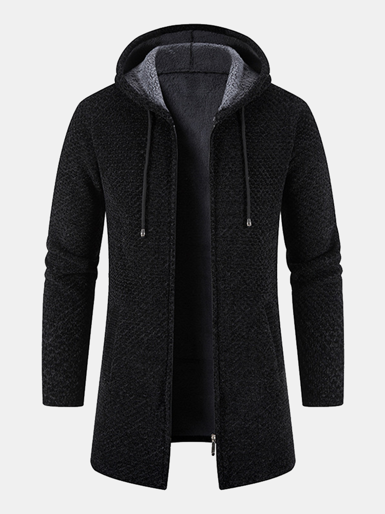 Langer Strickpullover mit Kapuze für Herren