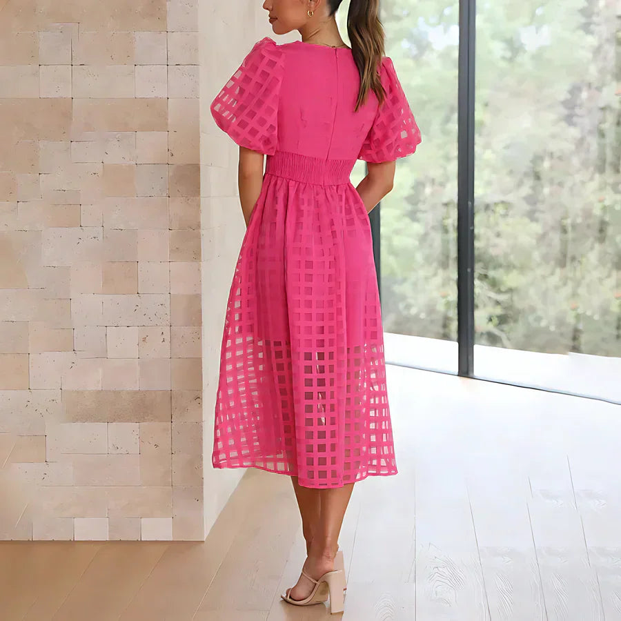 Cindy™ | Klassisches Midi-Kleid mit Puffärmeln