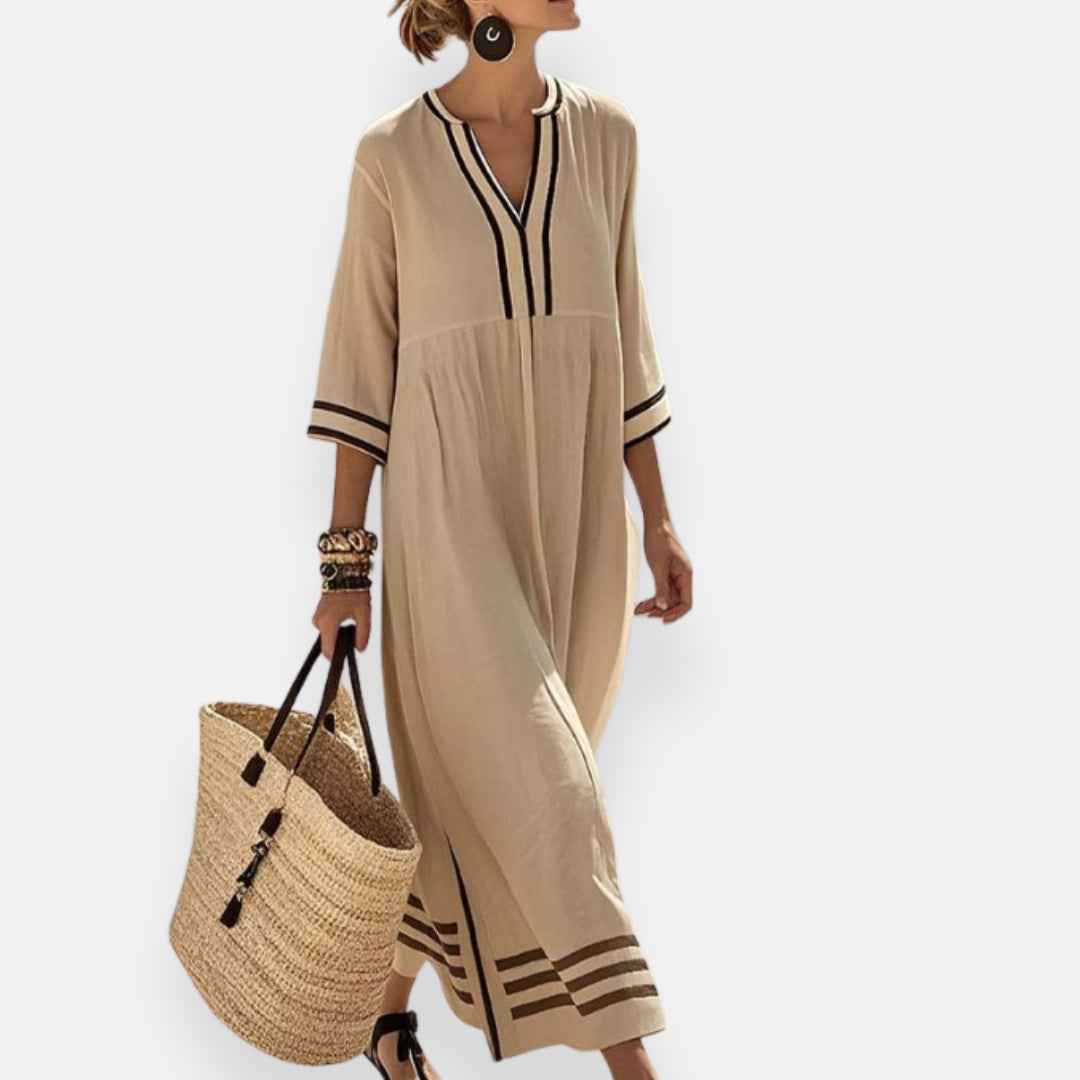 Doriane | Langarmkleid mit kontrastierenden Streifen