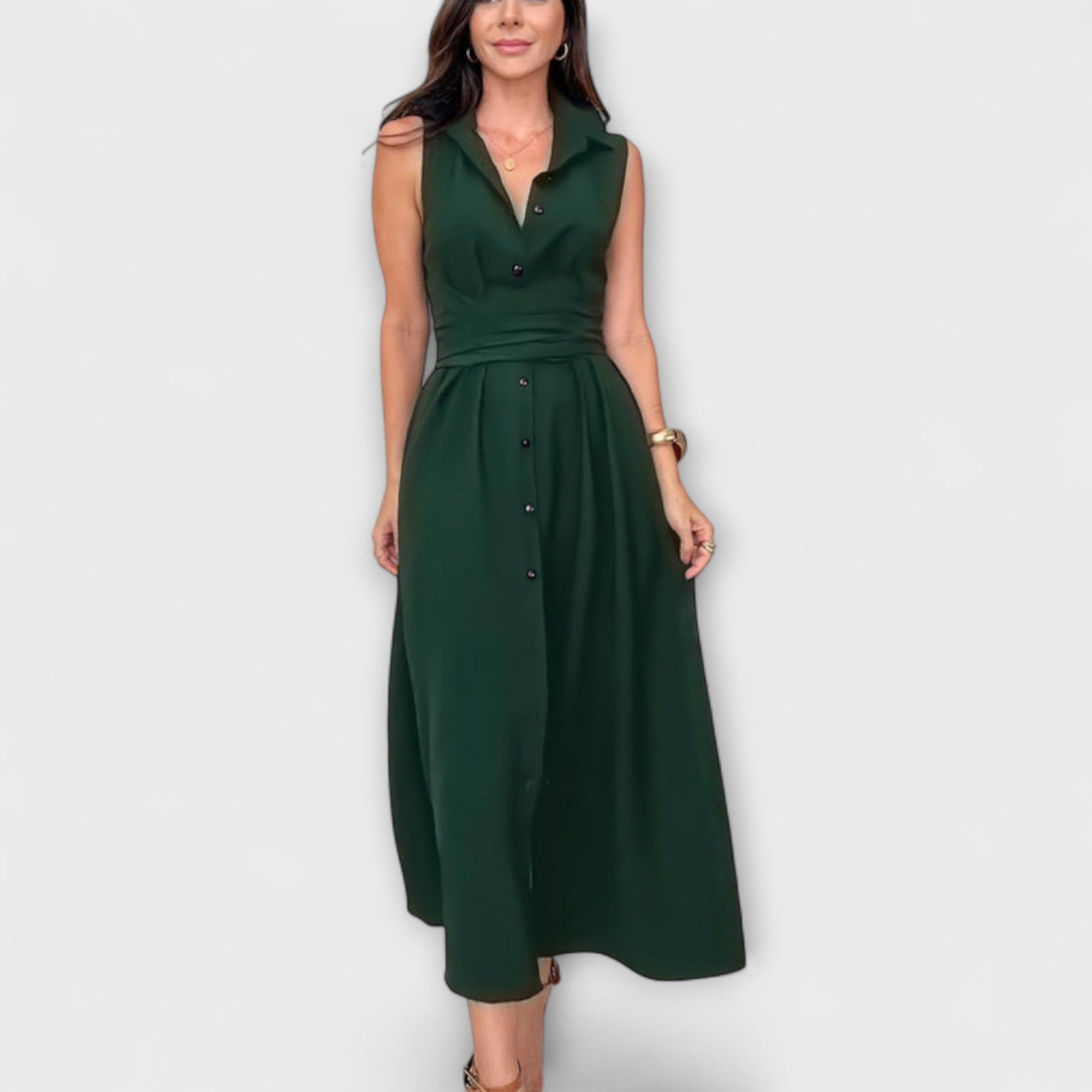 Aurora - Auffälliges, einreihiges Midi-Kleid mit Bindedetail