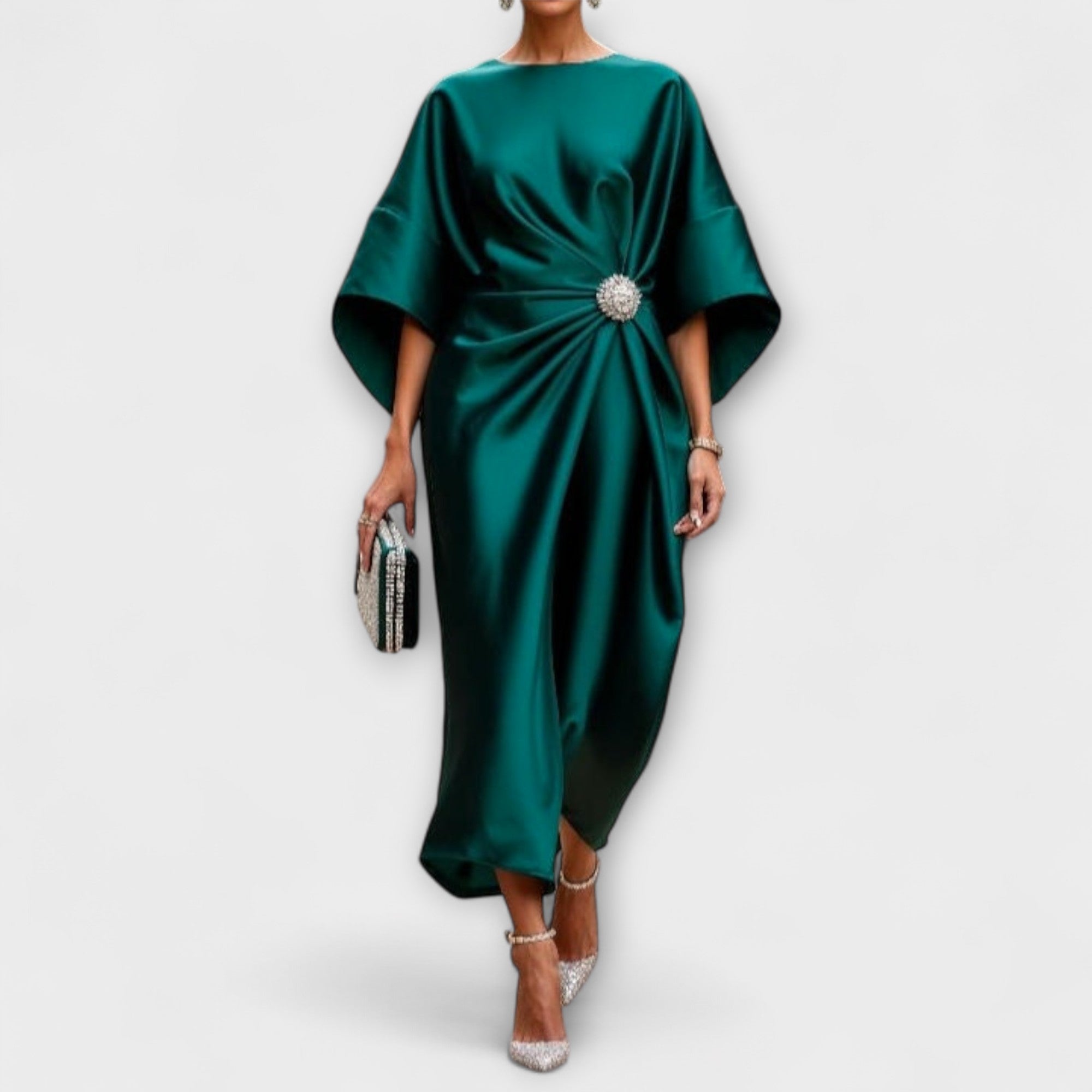 Aurora Luxe Shimmer Satin Langkleid