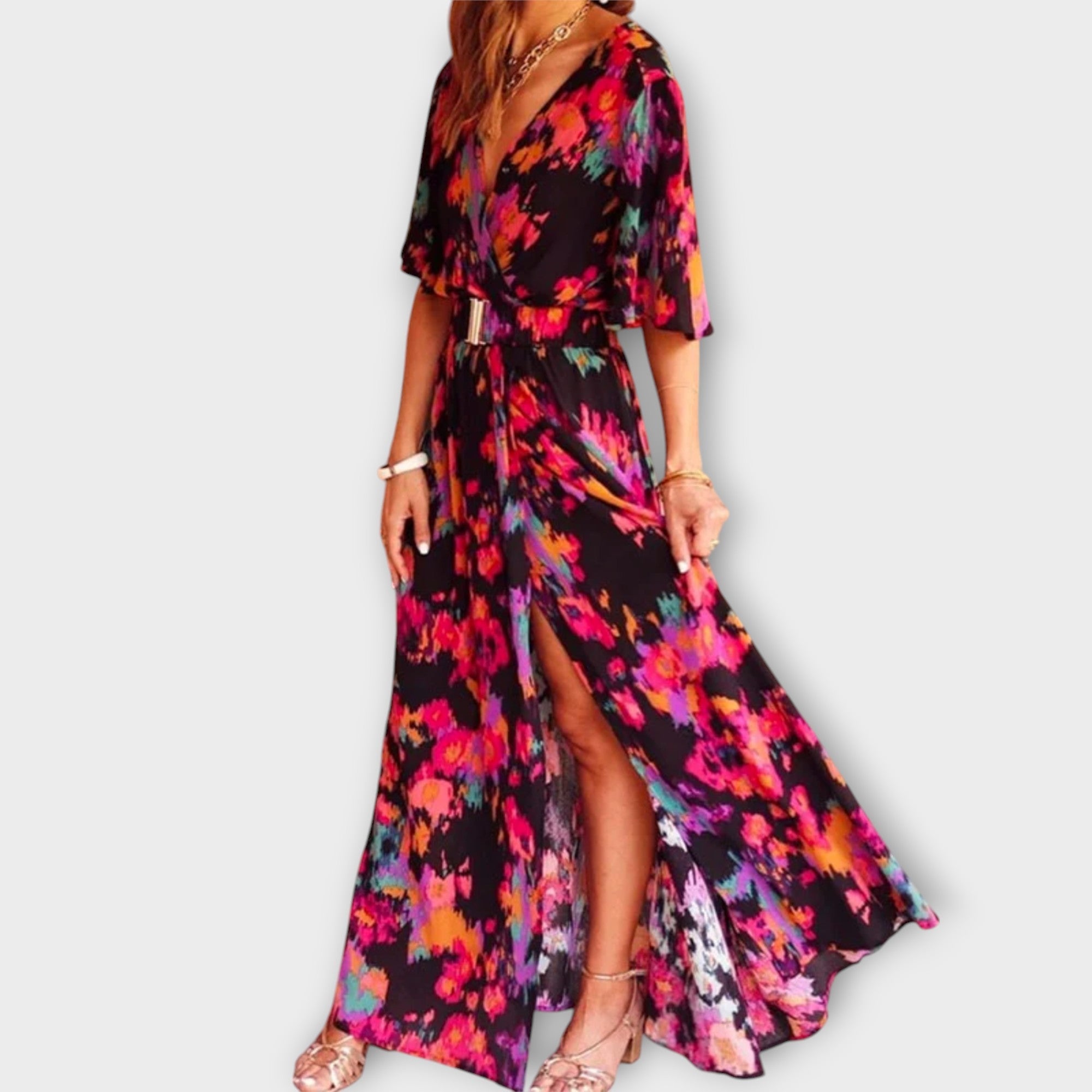 Aurora - Stilvolles Wickel-Maxikleid mit fließendem Design