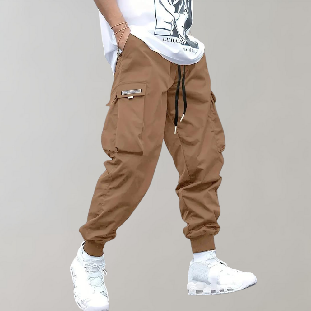 Herren Cargo Jogginghose – Lila Streetwear-Hose mit Reißverschlusstaschen & Bündchen
