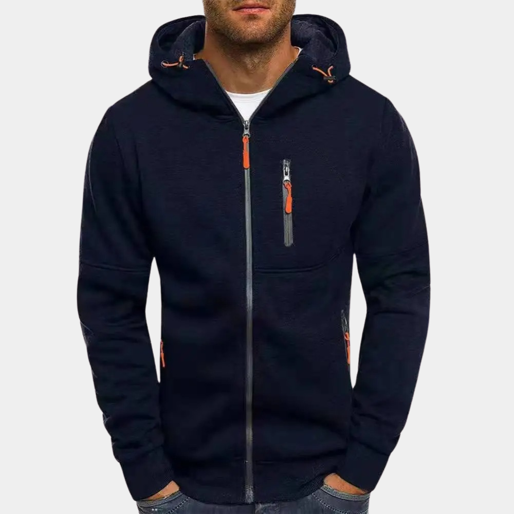 JACKS - Leichter Sommerpullover mit Reißverschluss und Kapuze für Männer